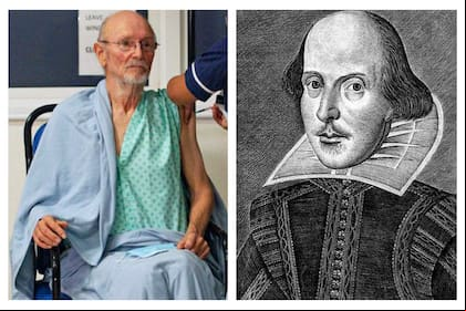 A la izquierda, William "Bill" Shakespeare, uno de los primeros hombres en recibir la vacuna contra la Covid-19 en Reino Unido. A la derecha, William Shakespeare, uno de los mayores exponentes de la literatura inglesa.