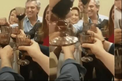 A pocos días de las elecciones primarias, circula en Facebook, Twitter y WhatsApp un video en el que se ve a Alberto Fernández brindar con sus allegados