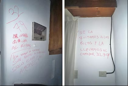 Antes de escapar, los ladrones escribieron varias paredes
