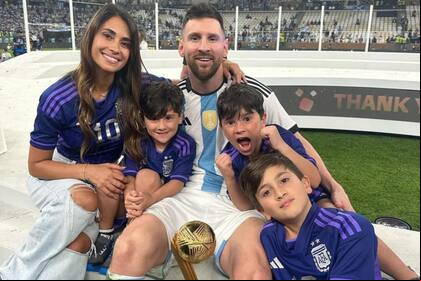 Antonela compartió una emotiva postal de sus hijos durante los festejos en el Estadio Lusail