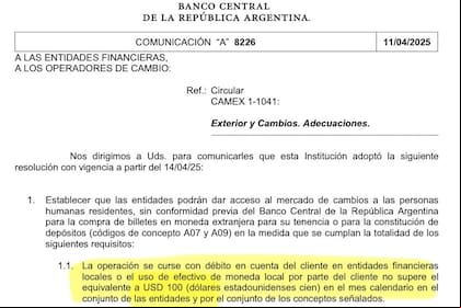 Comunicación de Banco Central
