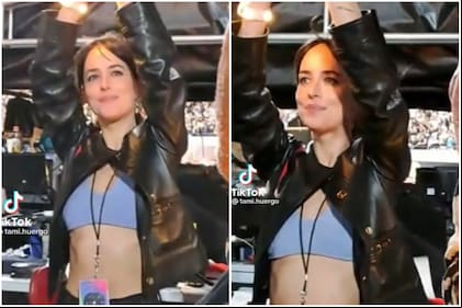 Dakota Johnson estuvo en el Estadio River Plate y disfrutó del show de Coldplay como una verdadera fan (Foto: Captura de video)