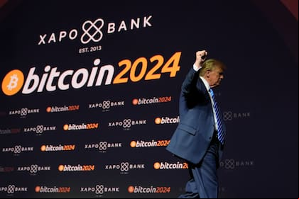 Donald Trump, después de hablar en la conferencia Bitcoin 2024, el sábado 27 de julio de 2024, en Nashville, Tennessee. (Foto AP/Alex Brandon)