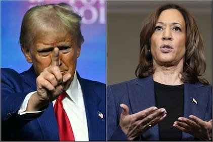 Donald Trump y Kamala Harris (montaje con imágenes de Patrick T. Fallon / AFP y AP Photo/Susan Walsh).
