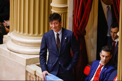 El asesor presidencial Santiago Caputo en uno de los palcos del Congreso