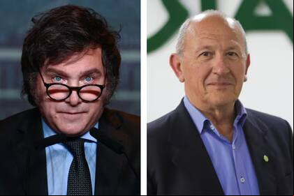 El presidente Javier Milei; Carlos Castagnani, presidente de CRA