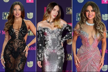 Emilia Mernes, Belinda y Thalía, a puro brillo en la alfombra roja de los Premios Lo Nuestro