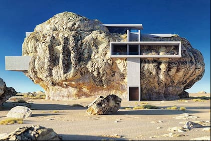 Esta casa fue construida casi adentro deu na roca