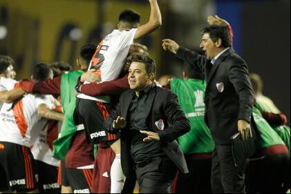 Gallardo, en el final del partido: River celebró en la Bombonera.