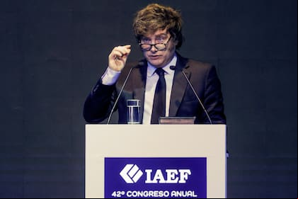 Javier Milei en el congreso de IAEF