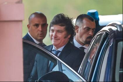 Javier Milei, en la salida de la Casa Rosada.