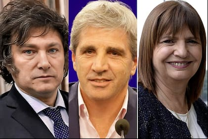 Javier Milei, Luis Caputo, Patricia Bullrich