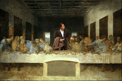 John Travolta, desconcertado entre los apóstoles, en un meme inspirado en “La última cena"