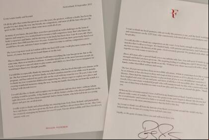 La carta escrita con la que Roger Federer anunció su retiro del tenis