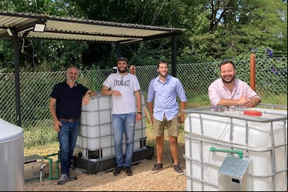 Los ingenieros agrónomos y docentes de Fauba con su proyecto: Mazzarella, Varsallona, Borrelli y Pucheta