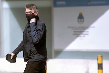 Máximo Kirchner al llegar al acto en la sede de la CGT
