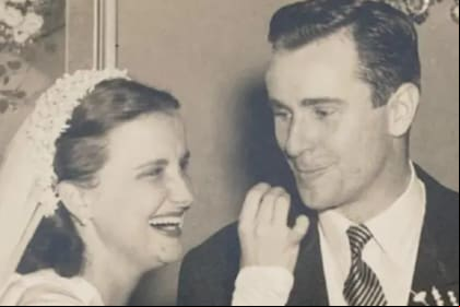 Mercedes Casanovas y Fernando Eleta en el día de su boda