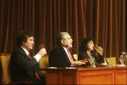 Milei y López Murphy, en una conferencia que dieron juntos en Olivos, en 2014