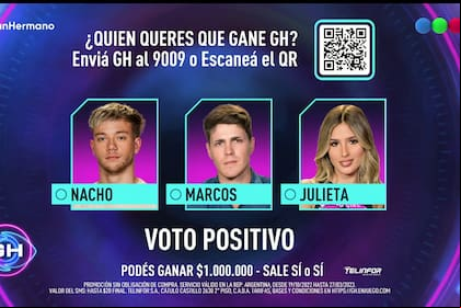 Nacho, Marcos y Julieta son los tres finalistas de Gran Hermano