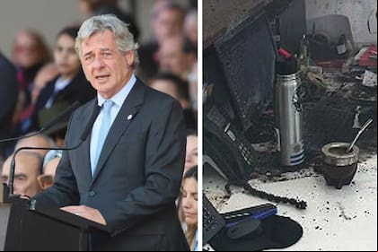 Nicolás Pino, presidente de la Sociedad Rural Argentina, y la foto de cómo quedó la oficina de su secretaria