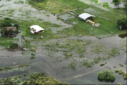 Otro campo bajo el agua en Guillermina, en el norte de Santa Fe