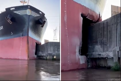 Un barco sufrió una rotura de timón y chocó contra el puente Zárate-Brazo Largo