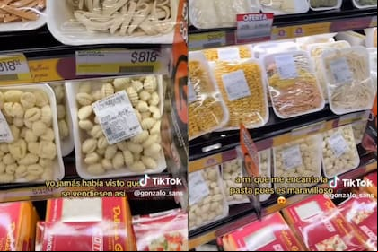 Un tiktoker español se sorprendió cómo se comercializaban las pastas en un supemercado argentino